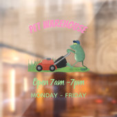 グリーンおもしろいカエルの芝刈り漫画 ウィンドウサイン (シート2)