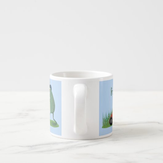 グリーンおもしろいカエルの芝刈り漫画 エスプレッソカップ (裏面)