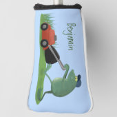 グリーンおもしろいカエルの芝刈り漫画 ゴルフヘッドカバー (回転90)