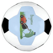 グリーンおもしろいカエルの芝刈り漫画 サッカーボール (回転)