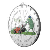 グリーンおもしろいカエルの芝刈り漫画 ダーツボード (正面右)