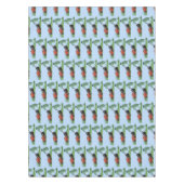 グリーンおもしろいカエルの芝刈り漫画 テーブルクロス (正面)