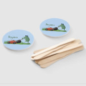 グリーンおもしろいカエルの芝刈り漫画 ハンドファン (組立なし)