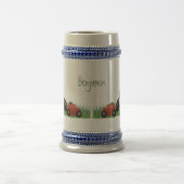 グリーンおもしろいカエルの芝刈り漫画 ビールジョッキ (中央)