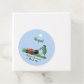 グリーンおもしろいカエルの芝刈り漫画 フェイバータグ (インサイチュ)