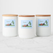 グリーンおもしろいカエルの芝刈り漫画 フードラベル (ボトル)