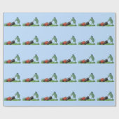 グリーンおもしろいカエルの芝刈り漫画 ラッピングペーパー (フラット)