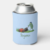 グリーンおもしろいカエルの芝刈り漫画 缶クーラー (缶裏面)