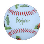 グリーンおもしろいカエルの芝刈り漫画 野球ボール (正面)