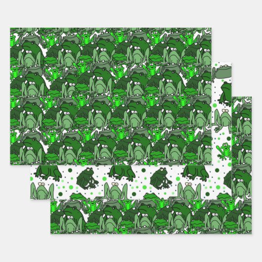 グリーンおもしろいカエル漫画ギフトラップセット ラッピングペーパーシート (セット)