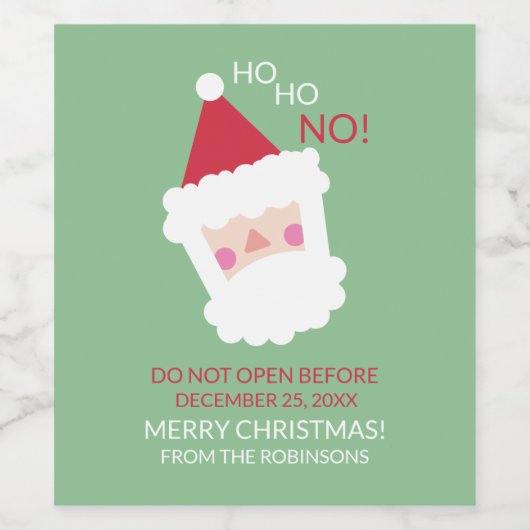 グリーンおもしろいサンタクロースパーソナライズされたクリスマス ワインラベル (シングルラベル)