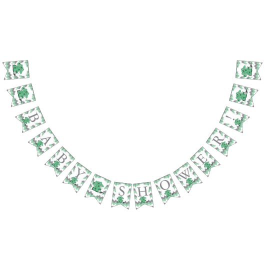 グリーンおもしろいシェブロンキュート間抜けベビーゾウ バンティングフラッグ (全)