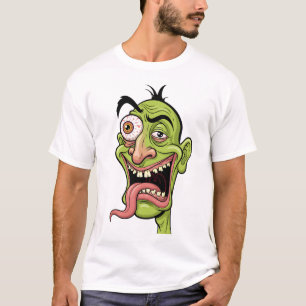 グリーンおもしろいゾンビ風刺画Tシャツ Tシャツ