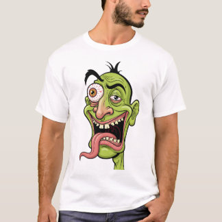 グリーンおもしろいゾンビ風刺画Tシャツ Tシャツ
