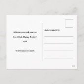 グリーンおもしろいピンクイースターバニーイラストレーション シーズンポストカード (裏面)