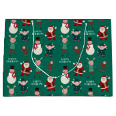 グリーンおもしろいファミリーフォトホリデー抱き枕 ラージペーパーバッグ (正面)