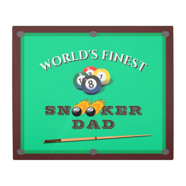 グリーンおもしろいプールテーブルスヌーカーパパ父の日 メタルプリント (正面)
