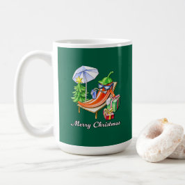 グリーンおもしろいメリークリスマスチリスケッチ コーヒーマグカップ