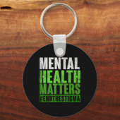 グリーンおもしろいメンタルヘルスS認識度スティグ終了 キーホルダー (正面)
