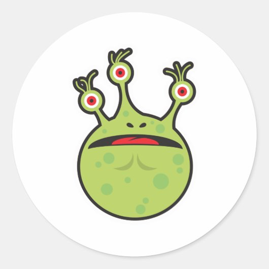 グリーンおもしろいモンスター ラウンドシール (正面)