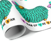 グリーンおもしろいラム年中国の〔占星術の〕十二宮図ギフト紙 ラッピングペーパー (ロールコーナー)