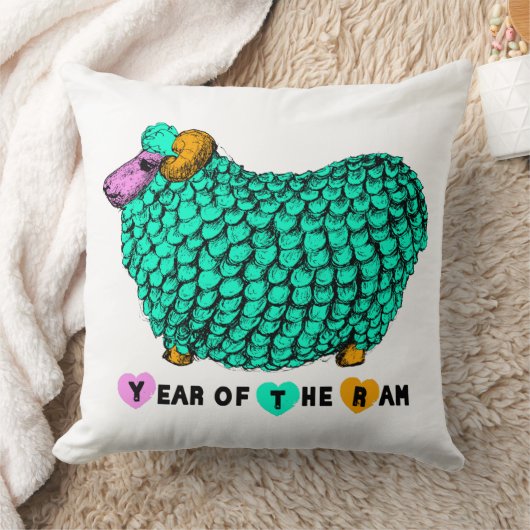 グリーンおもしろいラム年中国の〔占星術の〕十二宮図スクエアP クッション (ブランケット)