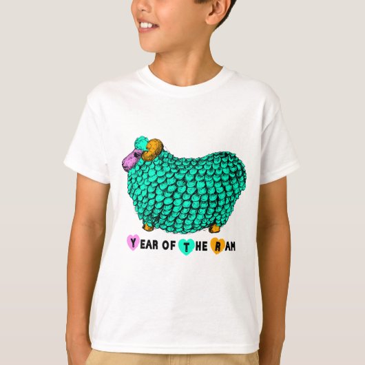 グリーンおもしろいラム新中国の年〔占星術の〕十二宮図KホワイトT Tシャツ (正面)