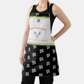 グリーンおもしろいレッドブラックザスパゲティ女王 エプロン (インサイチュ)