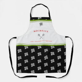 グリーンおもしろいレッドブラックザスパゲティ女王 エプロン