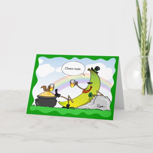 グリーンおもしろいレプレシャンバナナセントパトリックの日 シーズンカード (正面)