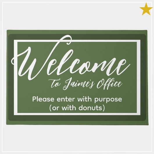 グリーンおもしろい名前をカスタムするオフィスのワークプレイスドアマット ドアマット