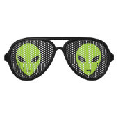 グリーンおもしろい宇宙エイリアンパーティーサングラス アビエーターサングラス (正面)