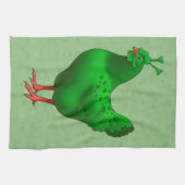 グリーンおもしろい火星エイリアンチキン キッチンタオル (横)