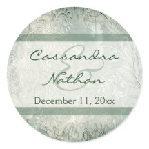 グリーンおよびアイボリーフローラ封筒用シール