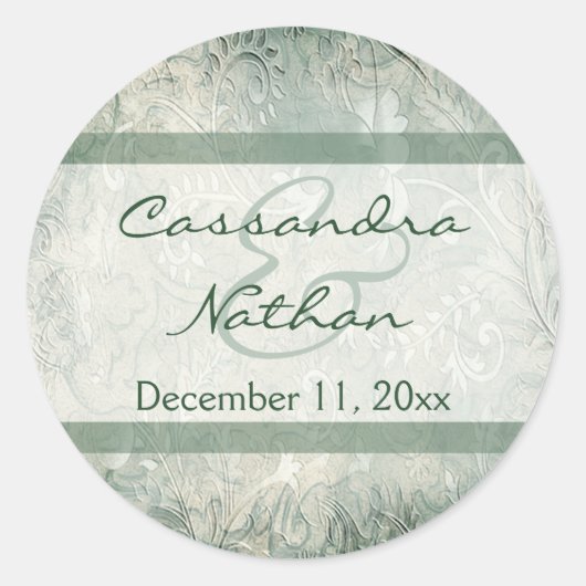 グリーンおよびアイボリーフローラ封筒用シール ラウンドシール (正面)