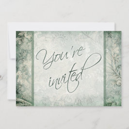 グリーンおよびアイボリーフローラ結婚式招待状 招待状