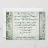 グリーンおよびアイボリーフローラ結婚式招待状 招待状 (裏面)