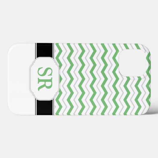 グリーンおよびグレーシェブロンモノグラムiPad 2/3/4ケース Case-Mate iPhoneケース (裏面 (横))