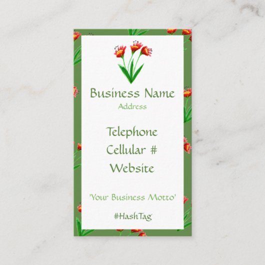 グリーンおよびフェミニンフローラかわいらし名刺 名刺 (正面)