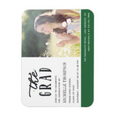 グリーンおよびホワイト大学院パーティー招待状磁石 マグネット (縦)