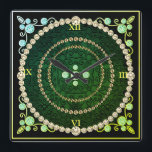 グリーンおよび金ゴールドアールデコウォールクロック スクエア壁時計<br><div class="desc">この時計はアートもしデコの時代から見えるように作られ、豊かさを求める金属や宝石が多く付いている。彼らは素晴らし人々の買新しい家や電子のための贈り物飾をする。この時計はホーム心地よいの'Tick Tock Time Flies By'コレクションにある。</div>