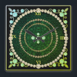 グリーンおよび金ゴールドアールデコウォールクロック スクエア壁時計<br><div class="desc">この時計はアートもしデコの時代から見えるように作られ、豊かさを求める金属や宝石が多く付いている。彼らは素晴らし人々の買新しい家や電子のための贈り物飾をする。この時計はホーム心地よいの'Tick Tock Time Flies By'コレクションにある。</div>