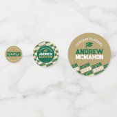 グリーンおよび金ゴールドクラスの任意の年のパーソナライズされたパーティー コンフェッティ (裏面)