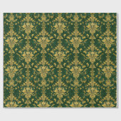 グリーンおよび金ゴールドビクトリアンデザイン包装紙 ラッピングペーパー (フラット)
