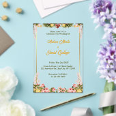 グリーンおよび金ゴールドフローラアクリル結婚式招待状 アクリル招待状 (インサイチュ (ウェディング))