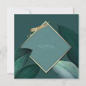 グリーンおよび金ゴールドモダンの仮想結婚式招待状 招待状 (裏面)