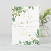 グリーンおよび金ゴールドユーカリブライダルシャワー招待状 招待状 (スタンド正面)