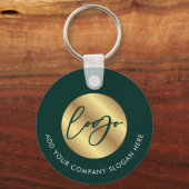 グリーンおよび金ゴールドロゴ実在エステートビジネスプロモーション キーホルダー (正面)