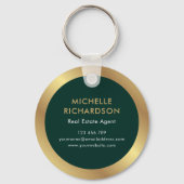 グリーンおよび金ゴールドロゴ実在エステートビジネスプロモーション キーホルダー (裏面)