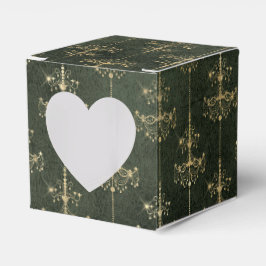 グリーンおよび金ゴールドヴィンテージシャンデリア フェイバーボックス